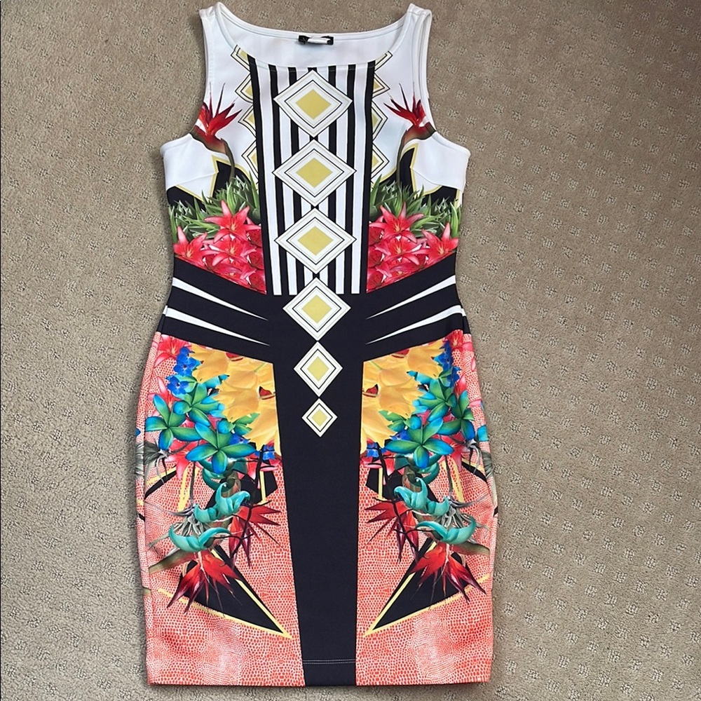 Floral Geometric Print Dress